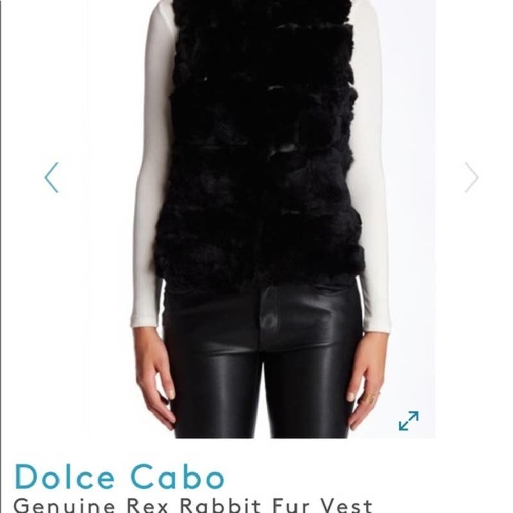 Dolce Cabo Genuine Rex rabbit fur vest size L - Picture 2 of 3
